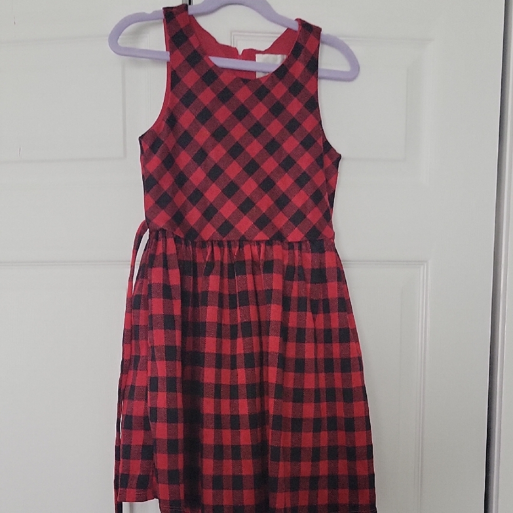 Rare Editions Red and Black Buffalo Check Sleeveless Dress